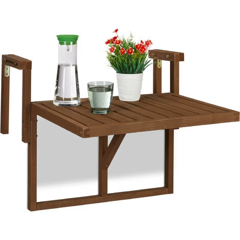 Relaxdays Folding Balcony Table, Hangs On Terrace Ledge, WxD: 60x45 Cm, Height Adjustable, Small Deck Table, Wood, Brown 1 Relaxdays Folding Balcony Table, Hangs On Terrace Ledge, WxD: 60x45 Cm, Height Adjustable, Small Deck Table, Wood, Brown -Outdoor Furniture Store 51259971 1