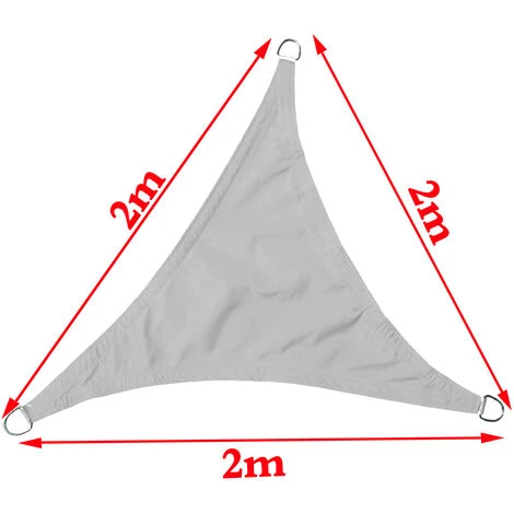 Grey Sun Shade Sail Garden Patio Party Sunscreen Awning Canopy 98% UV Block Triangle 2x2x2m 6 Grey Sun Shade Sail Garden Patio Party Sunscreen Awning Canopy 98% UV Block Triangle 2x2x2m - Image 4