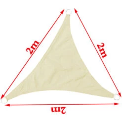 Cream Outdoor Shade Sail Patio Suncreen Awning Garden Sun Canopy 98% UV Block Triangle 2x2x2m -Outdoor Furniture Store 51309041 4