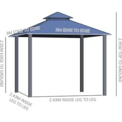 Outsunny Polycarbonate Hardtop Gazebo W/ Double Roof & Aluminium Frame 3 X 3(m) -Outdoor Furniture Store 51386027 5