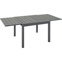 Outsunny Extendable Dining Table Metal Outdoor Slat Table For 4-6 Person Grey