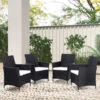Livingandhome Set Of 4 Patio Garden Rattan Chairs Lounge Cushioned Garden Chairs,Black 2 Livingandhome Set Of 4 Patio Garden Rattan Chairs Lounge Cushioned Garden Chairs,Black -Outdoor Furniture Store 51386066 1