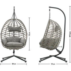 Livingandhome Wrapped Rattan Steel Hammock Egg Shaped -Outdoor Furniture Store 51386069 5