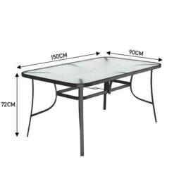 Livingandhome Set Of 5 Garden 150CM Ripple Glass Rectangle Umbrella Table And Folding Chairs Set, Black 10 Livingandhome Set Of 5 Garden 150CM Ripple Glass Rectangle Umbrella Table And Folding Chairs Set, Black -Outdoor Furniture Store 51386071 4