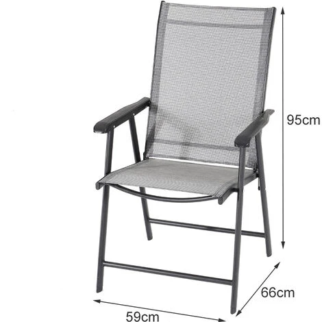 Livingandhome Set Of 5 Garden 150CM Ripple Glass Rectangle Umbrella Table And Folding Chairs Set, Black 7 Livingandhome Set Of 5 Garden 150CM Ripple Glass Rectangle Umbrella Table And Folding Chairs Set, Black - Image 5