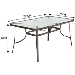 Livingandhome Set Of 7 Garden 150CM Ripple Glass Rectangle Umbrella Table And Stackable Chairs Set, Brown 10 Livingandhome Set Of 7 Garden 150CM Ripple Glass Rectangle Umbrella Table And Stackable Chairs Set, Brown -Outdoor Furniture Store 51386075 4