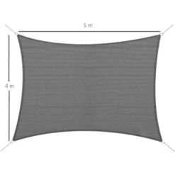 Outsunny Sun Shade Sail Rectangle HDPE Canopy UV Protection, Charcoal Grey 5m X 4m -Outdoor Furniture Store 51519872 2
