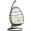 Outsunny Rattan Weave Hanging Egg Chair W/ Folding Design Indoor & Outdoor Black -Outdoor Furniture Store 51519900 1