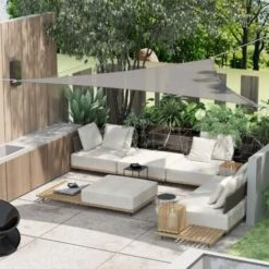 Outsunny Triangle Sun Shade Sail UV Protection HDPE Canopy W/ Rings 4x4m 9 Outsunny Triangle Sun Shade Sail UV Protection HDPE Canopy W/ Rings 4x4m -Outdoor Furniture Store 51519921 3