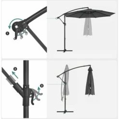 Songmics Cantilever Garden Parasol, 3 M Banana Patio Umbrella With Base, Hanging Umbrella With Crank For Opening Closing, Sunshade With Protection UPF 50+, Grey GPU116G01 -Outdoor Furniture Store 51606867 4