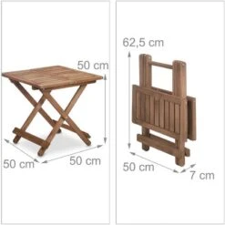 Relaxdays Wooden Folding Table, Balcony & Terrace Or Camping, Portable, Stable, Side Tray HWD: 50x50x50 Cm, Dark Brown -Outdoor Furniture Store 51772400 4