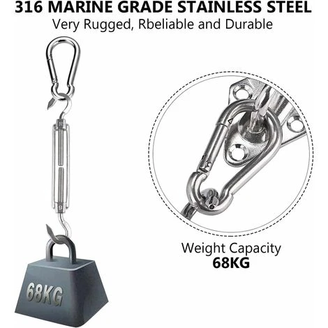 LangRay Shade Sail Fixing Kit, Stainless Shade Sail - For Safe Installation Of Square And Triangular Canopies 4 LangRay Shade Sail Fixing Kit, Stainless Shade Sail - For Safe Installation Of Square And Triangular Canopies - Image 2