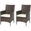 Outsunny 2PC Outdoor Rattan Armchair Wicker Dining Chair Set For Garden Mixed Brown -Outdoor Furniture Store 51923155 1