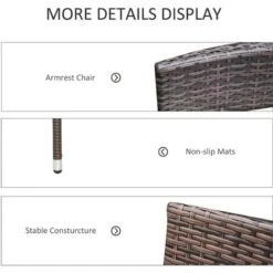 Outsunny 2PC Outdoor Rattan Armchair Wicker Dining Chair Set For Garden Mixed Brown -Outdoor Furniture Store 51923155 5