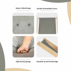 COSTWAY Traditional Folding Deck Chair With Detachable Cushion, 3-level Adjustable Height Seaside Sun Lounger, Portable Wooden Outdoor Garden Beach Sling Chair -Outdoor Furniture Store 51929025 5