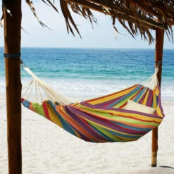 Relaxdays Hammock, XXL Hanging Mat For 2 Adults, Portable, In- & Outdoor, Made Of Cotton, 150x272 Cm, Multi-coloured -Outdoor Furniture Store 52227089 3