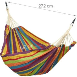 Relaxdays Hammock, XXL Hanging Mat For 2 Adults, Portable, In- & Outdoor, Made Of Cotton, 150x272 Cm, Multi-coloured -Outdoor Furniture Store 52227089 4