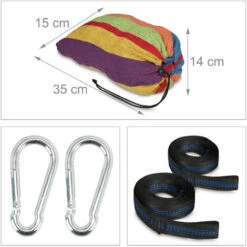 Relaxdays Hammock, XXL Hanging Mat For 2 Adults, Portable, In- & Outdoor, Made Of Cotton, 150x272 Cm, Multi-coloured -Outdoor Furniture Store 52227089 5