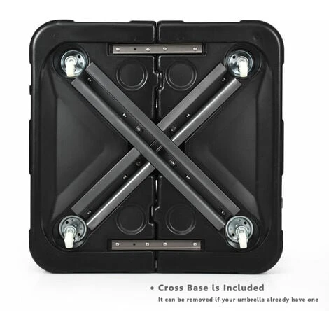 COSTWAY Parasol Base Weights With Removable Cross Base, 4 Built-in Wheels Square Patio Cantilever Base, Water Or Sand Filled Heavy Duty Umbrella Base Stand For Outdoor Garden 4 COSTWAY Parasol Base Weights With Removable Cross Base, 4 Built-in Wheels Square Patio Cantilever Base, Water Or Sand Filled Heavy Duty Umbrella Base Stand For Outdoor Garden - Image 2