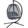 Outsunny Hanging Egg Chair, Folding Texteline Swing Hammock With Side Pocket Grey 2 Outsunny Hanging Egg Chair, Folding Texteline Swing Hammock With Side Pocket Grey -Outdoor Furniture Store 52735526 1