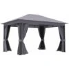 Outsunny 4 X 3(m) Patio Gazebo Garden Shelter W/ Curtains And Netting, Grey -Outdoor Furniture Store 52735527 1