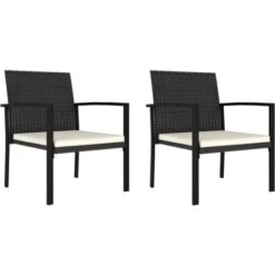 Garden Dining Chairs 2 Pcs Poly Rattan Black VidaXL