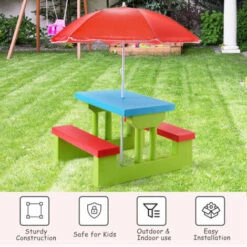 Colorful Kids Gift Picnic Table Set W/Removable Umbrella Garden Indoor -Outdoor Furniture Store 52868466 3