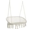 Outsunny Hanging Hammock Chair Macrame Seat For Patio Garden Yard Cream