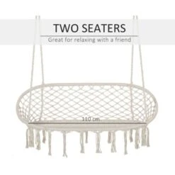 Outsunny Hanging Hammock Chair Macrame Seat For Patio Garden Yard Cream 11 Outsunny Hanging Hammock Chair Macrame Seat For Patio Garden Yard Cream -Outdoor Furniture Store 53072162 5
