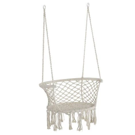 Outsunny Hanging Hammock Chair Macrame Seat For Outdoor Patio Garden White 3 Outsunny Hanging Hammock Chair Macrame Seat For Outdoor Patio Garden White