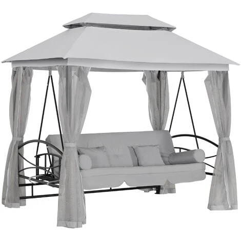Outsunny 3 Seater Swing Chair Hammock Gazebo Patio Bench Outdoor Light Grey 3 Outsunny 3 Seater Swing Chair Hammock Gazebo Patio Bench Outdoor Light Grey