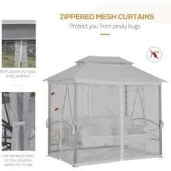 Outsunny 3 Seater Swing Chair Hammock Gazebo Patio Bench Outdoor Light Grey 10 Outsunny 3 Seater Swing Chair Hammock Gazebo Patio Bench Outdoor Light Grey -Outdoor Furniture Store 53165805 4