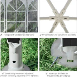 Outsunny 3.9m Outdoor Gazebo Canopy Party Tent With 6 Removable Side Walls Black -Outdoor Furniture Store 53377483 4