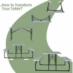 COSTWAY Folding Picnic Table And Bench Set, Portable Camping Trestle Table Chairs With Anti-slip Pads, Outdoor Foldable Dining Table Set Furniture For BBQ, Pub, Garden, Patio And Poolside (Grey) 9 COSTWAY Folding Picnic Table And Bench Set, Portable Camping Trestle Table Chairs With Anti-slip Pads, Outdoor Foldable Dining Table Set Furniture For BBQ, Pub, Garden, Patio And Poolside (Grey) -Outdoor Furniture Store 53416925 3