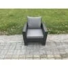 Fimous High Back Rattan Outdoor Garden Furniture Single Sofa Arm Chair Patio Furniture With Thick Seat And Back Cushion