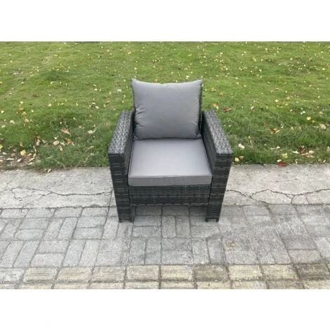 Fimous High Back Rattan Outdoor Garden Furniture Single Sofa Arm Chair Patio Furniture With Thick Seat And Back Cushion 3 Fimous High Back Rattan Outdoor Garden Furniture Single Sofa Arm Chair Patio Furniture With Thick Seat And Back Cushion