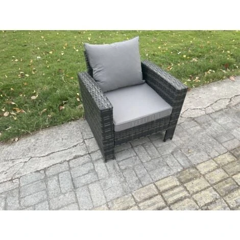 Fimous High Back Rattan Outdoor Garden Furniture Single Sofa Arm Chair Patio Furniture With Thick Seat And Back Cushion 4 Fimous High Back Rattan Outdoor Garden Furniture Single Sofa Arm Chair Patio Furniture With Thick Seat And Back Cushion - Image 2