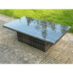 Fimous PE Wicker Rattan Garden Furniture Rising Adjustable Lifting Dining Or Coffee Table In Dark Grey Mixed -Outdoor Furniture Store 53420448 3