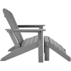 Garden Chair With Footstool In An Adirondack Design - Sun Lounger, Garden Lounger, Plastic Garden Chair - Light Grey 9 Garden Chair With Footstool In An Adirondack Design - Sun Lounger, Garden Lounger, Plastic Garden Chair - Light Grey -Outdoor Furniture Store 53436696 3