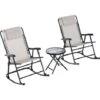 Outsunny 3 Pcs Outdoor Conversation Set W/ Rocking Chairs And Side Table Beige -Outdoor Furniture Store 53537413 1