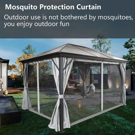 4x3m Aluminum Gazebo Canopy Tent Outdoor Marquee With Hardtop, Curtains And Netting, For Garden, Patio, Lawns, Parties 5 4x3m Aluminum Gazebo Canopy Tent Outdoor Marquee With Hardtop, Curtains And Netting, For Garden, Patio, Lawns, Parties - Image 3