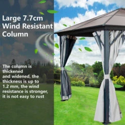 4x3m Aluminum Gazebo Canopy Tent Outdoor Marquee With Hardtop, Curtains And Netting, For Garden, Patio, Lawns, Parties 11 4x3m Aluminum Gazebo Canopy Tent Outdoor Marquee With Hardtop, Curtains And Netting, For Garden, Patio, Lawns, Parties -Outdoor Furniture Store 53554858 5