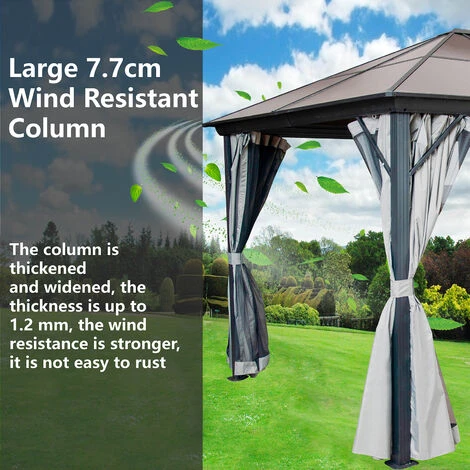 4x3m Aluminum Gazebo Canopy Tent Outdoor Marquee With Hardtop, Curtains And Netting, For Garden, Patio, Lawns, Parties 7 4x3m Aluminum Gazebo Canopy Tent Outdoor Marquee With Hardtop, Curtains And Netting, For Garden, Patio, Lawns, Parties - Image 5