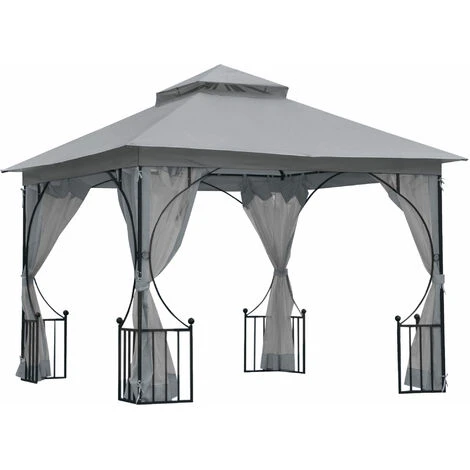 Outsunny Gazebo Party Tent Canopy Sun Shade For Patio Garden Light Grey 3 Outsunny Gazebo Party Tent Canopy Sun Shade For Patio Garden Light Grey