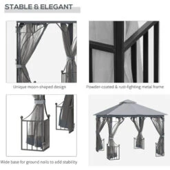 Outsunny Gazebo Party Tent Canopy Sun Shade For Patio Garden Light Grey 11 Outsunny Gazebo Party Tent Canopy Sun Shade For Patio Garden Light Grey -Outdoor Furniture Store 53592933 5
