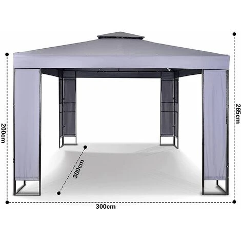 MAXIMUS Garden Heavy Duty Gazebo 3m X 3m GAZEBO Pavilion Shelter Marquee Patio GREY 7 MAXIMUS Garden Heavy Duty Gazebo 3m X 3m GAZEBO Pavilion Shelter Marquee Patio GREY - Image 5