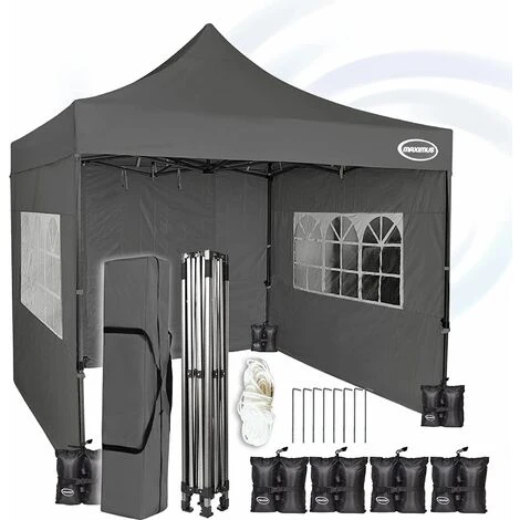 MAXIMUS Heavy Duty Gazebo 3x3m Pop Up Commercial Gazebo Market Stall Marquee WS GREY 3 MAXIMUS Heavy Duty Gazebo 3x3m Pop Up Commercial Gazebo Market Stall Marquee WS GREY