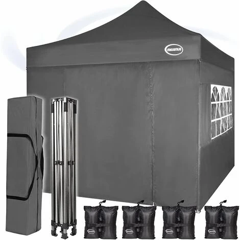 MAXIMUS Heavy Duty Gazebo 3x3m Pop Up Commercial Gazebo Market Stall Marquee WS GREY 4 MAXIMUS Heavy Duty Gazebo 3x3m Pop Up Commercial Gazebo Market Stall Marquee WS GREY - Image 2