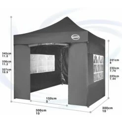 MAXIMUS Heavy Duty Gazebo 3x3m Pop Up Commercial Gazebo Market Stall Marquee WS GREY 9 MAXIMUS Heavy Duty Gazebo 3x3m Pop Up Commercial Gazebo Market Stall Marquee WS GREY -Outdoor Furniture Store 53620382 3