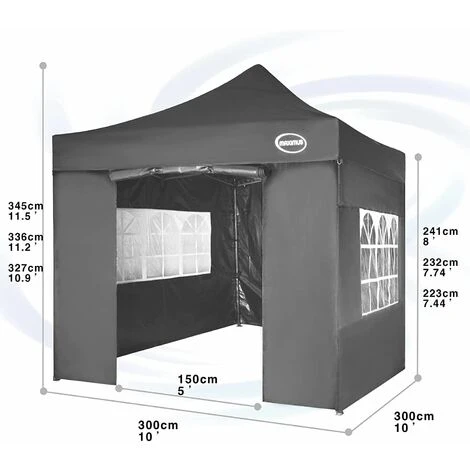 MAXIMUS Heavy Duty Gazebo 3x3m Pop Up Commercial Gazebo Market Stall Marquee WS GREY 5 MAXIMUS Heavy Duty Gazebo 3x3m Pop Up Commercial Gazebo Market Stall Marquee WS GREY - Image 3